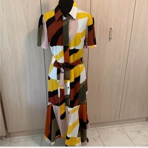 Karl Lagerfeld Multicolor Colorblock Midi Dress